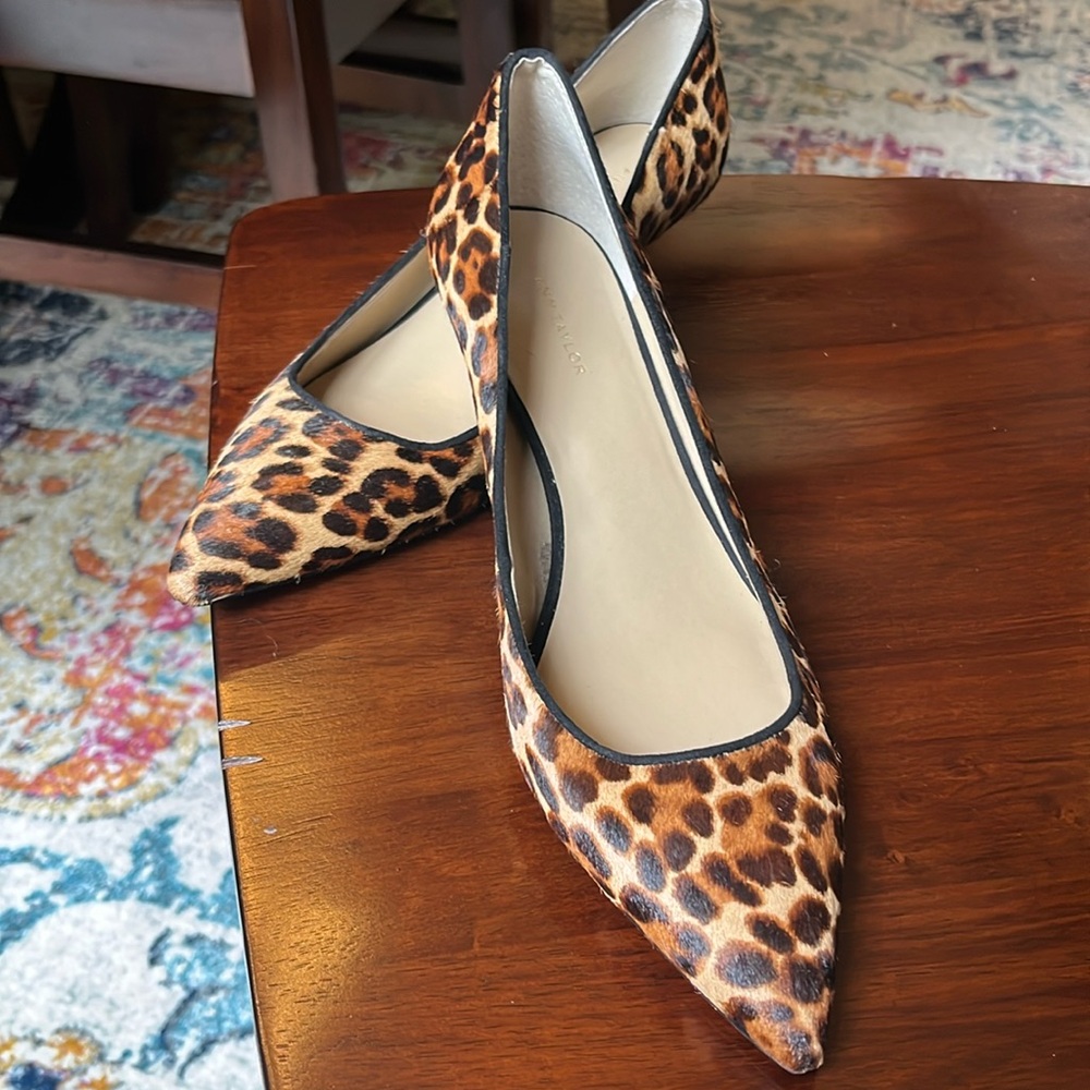 Ann Taylor Calf Hair Leopard Kitten Heels